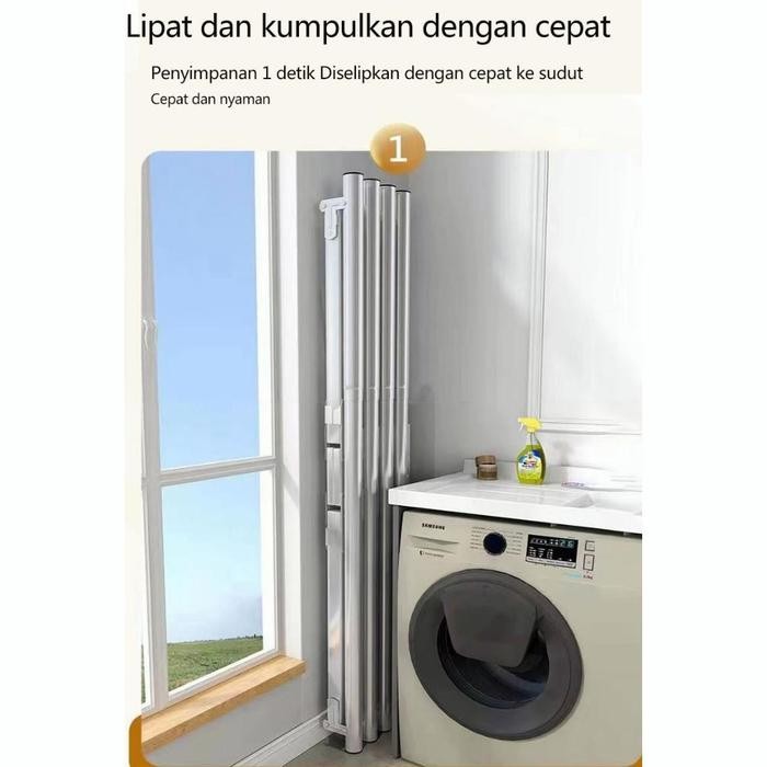 Jemuran Baju Lipat 5 Tiang Dengan Roda Jemuran Baju Lipat Stainless Steel Jemuran Pakaian Super