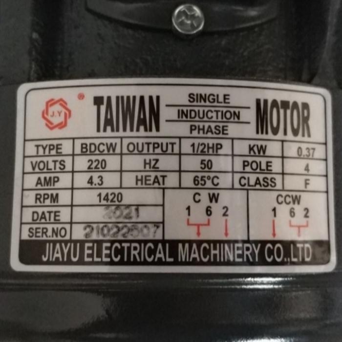 1/2 HP 1 Phase Dinamo/Elektro Motor Taiwan gulungan tembaga