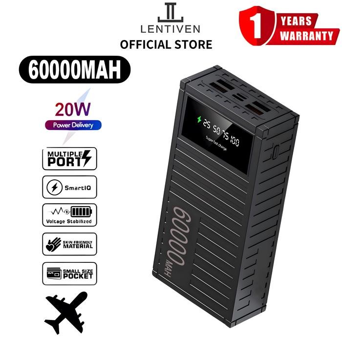 LENTIVEN Powerbank 60000MAH 4 USB Fast Charging W7