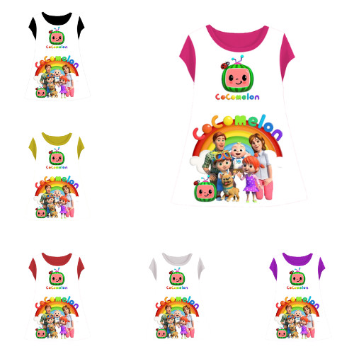 Baju Dress Anak Cocomelon 3D Model 1 Tunik Beragam Warna Untuk Perempuan Usia 1-12 Tahun - Saga Spor