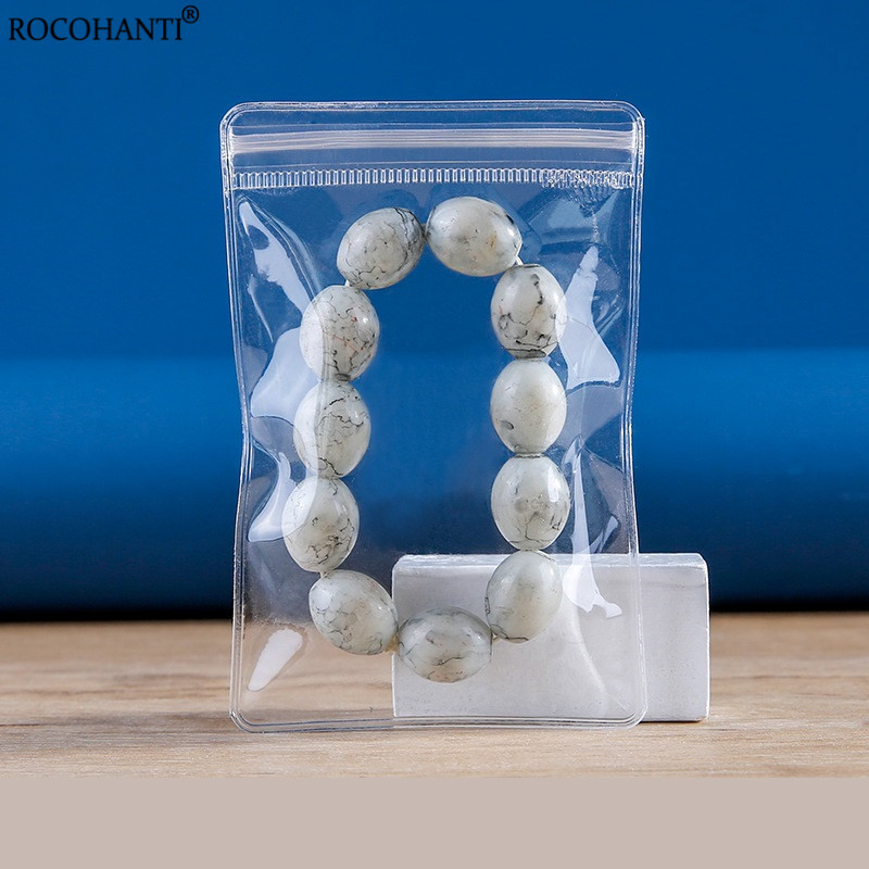50X Custom Jewelry Packaging Bag Biodegradable ,PVC Clear Mini Zipper Pouch Jewelry / Necklace Zippe