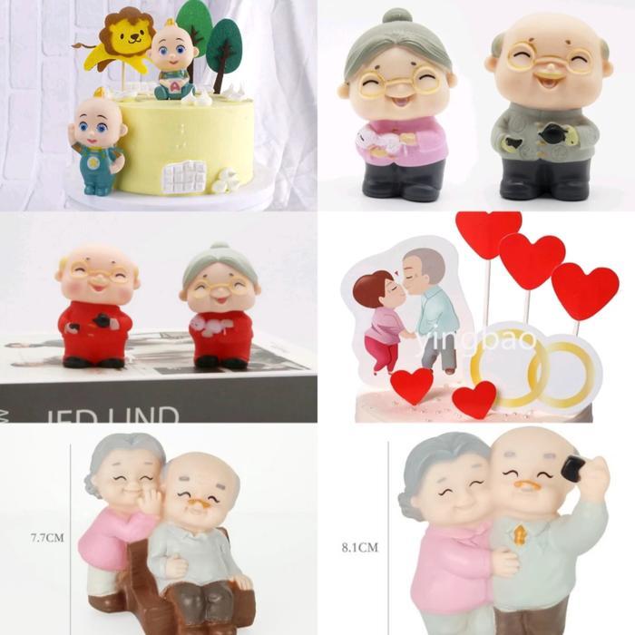 Topper Kakek Nenek, Hiasan Kue Kakek Nenek, Oma Opa, Grandma Grandpa