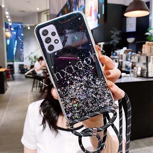 Case Tali Nagita Samsung Galaxy A52 Lanyard Glitter Gantungan