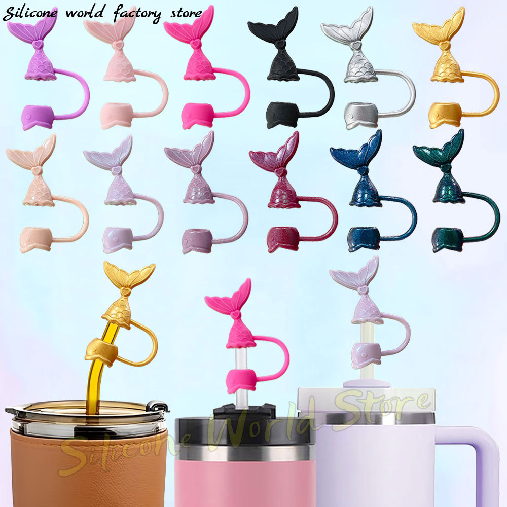 SW Reusable Mermaid Silicone Straw Cover for Stanley Cups 30&40 Oz Tumbler Dust Proof Straw Cap Tips