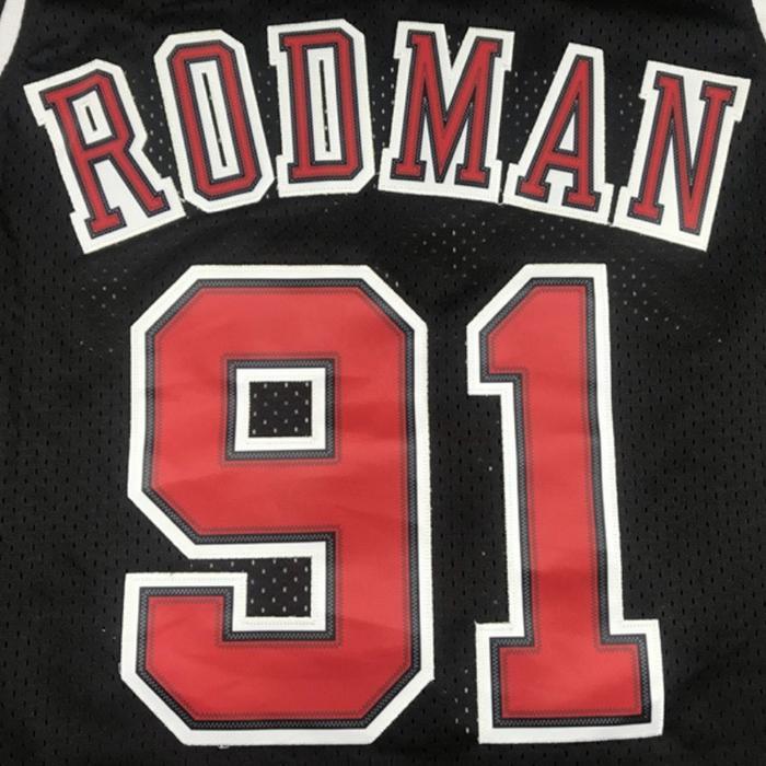 stfc- Bordir Import Jersey Baju Basket Classic Chicago Bulls 91 Dennis Rodman Hitam