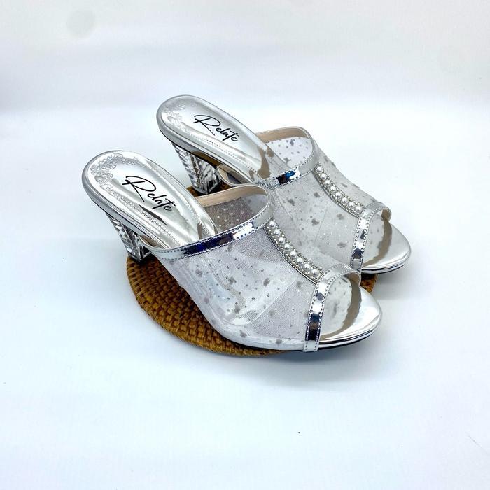 Populer Delisha Heels - 7 Cm Sendal Pesta Wanita Terbaru Hak Kaca Terlariss 