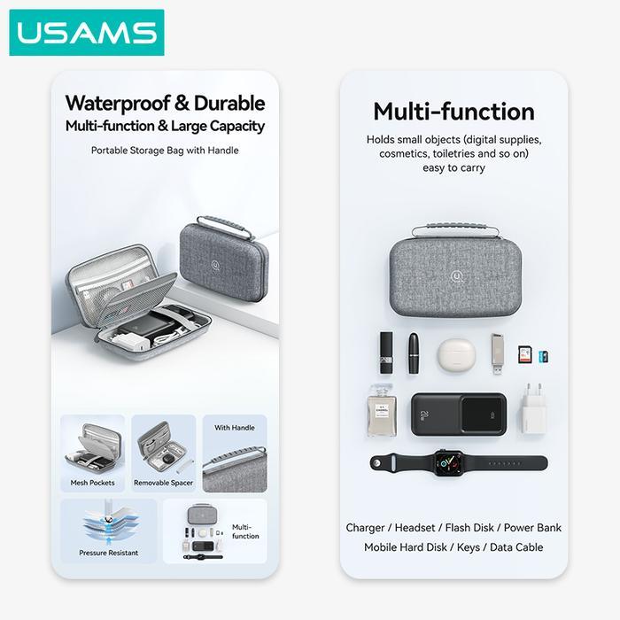 Terpopuler- Usams Zb290 Portable Storage Bag Tas Powerbank Charger Kabel