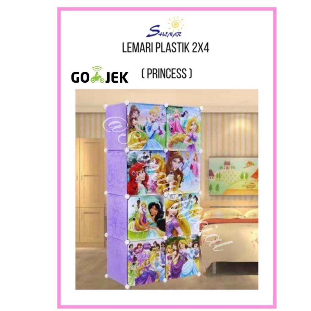 BEST SELLER LEMARI PLASTIK ANAK KARAKTER HELLO KITTY, SPIDERMAN, DORAEMON, FROZEN,DISNEY - 2X4