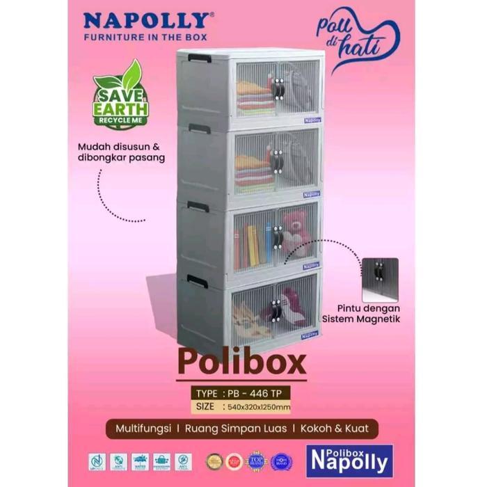 Napolly Polibox Lemari Plastik Portable/Rak Piring Lemari Serbaguna Original