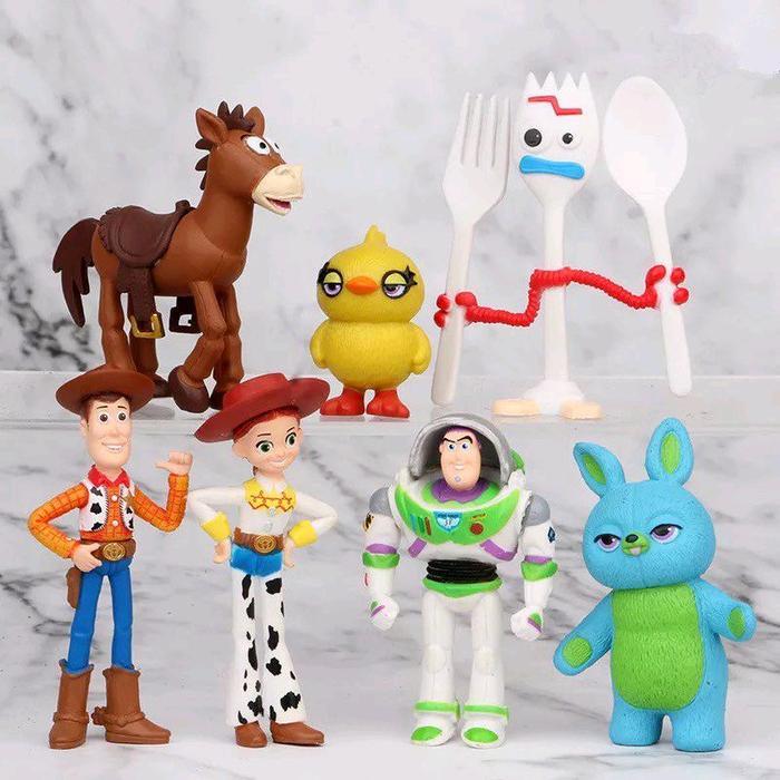 Mainan Action Figure Toys Story Woody Dan Jessie Dengan Figur Forky Chick Bango Dan Bunny Untuk