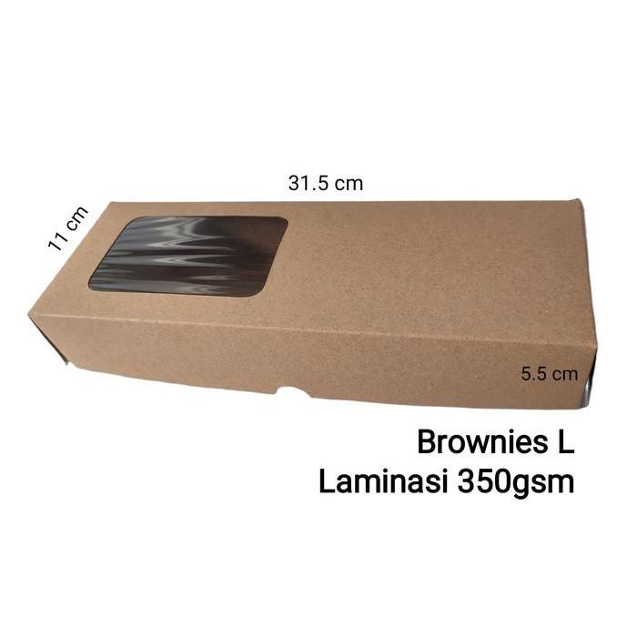 box craft BROWNIES LARGE alas 32x11 WINDOW dus kertas coklat LAMINASI