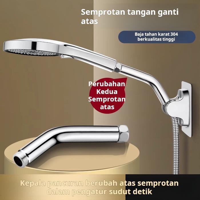 Holder Shower Extension - Pipa Perpanjang & Braket Adjustable Untuk Hand Shower Ke Rain Shower,