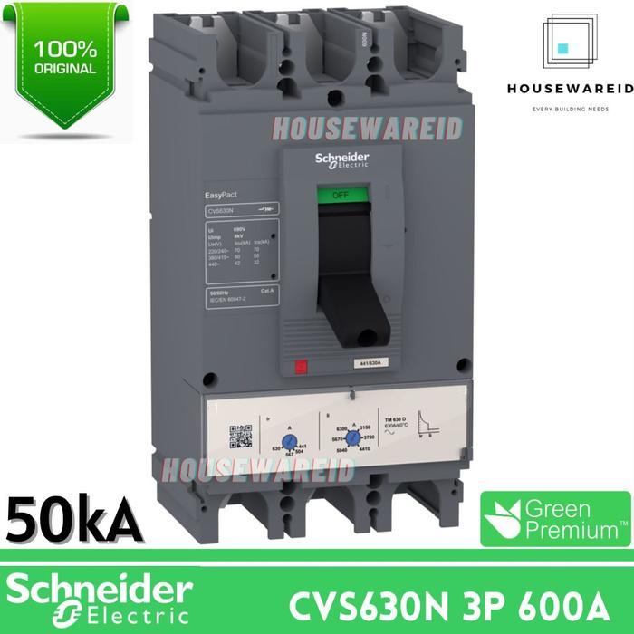 MCCB 3 PHASE 600 AMPERE SCHNEIDER LV563316 ORIGINAL / MCCB 3P 600A 50KA CVS630N / BREAKER 3 POLE