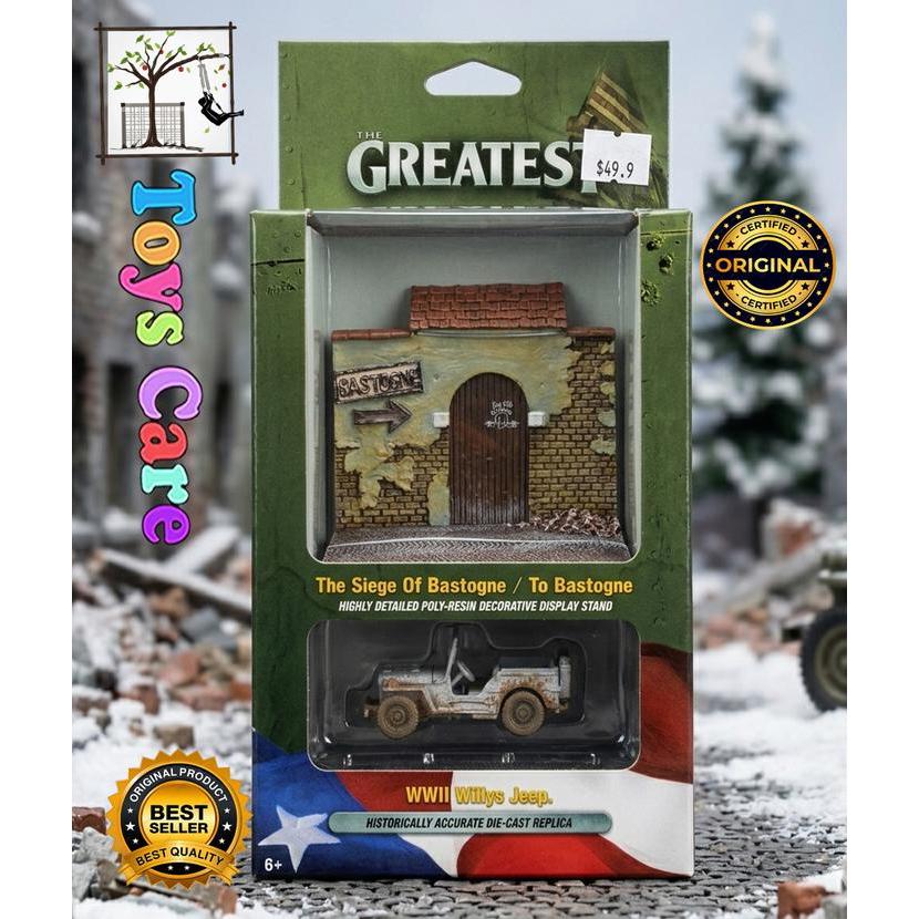 JOHNNY LIGHTNING CHASE CAR WWII WILLYS JEEP WITH DIORAMA THE SIEGE OF BASTOGNE PUTIH