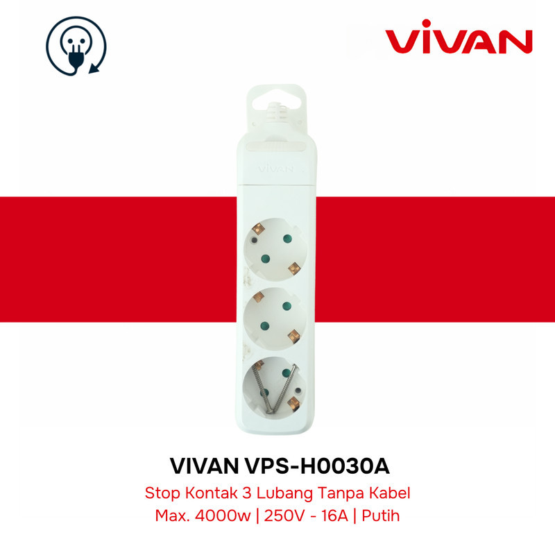 VIVAN H0030A - Stop Kontak 3 Lubang Tanpa Kabel