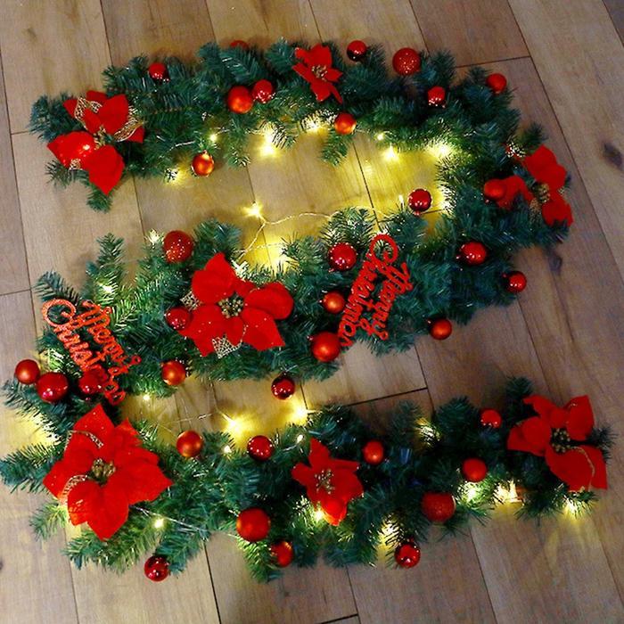 SALE GARLAND NATAL 2.7 METER HIJAU DAUN BUNGA NATAL LINGKAR / GARLAND AKSESORIS DEKORASI CHRISTMAS