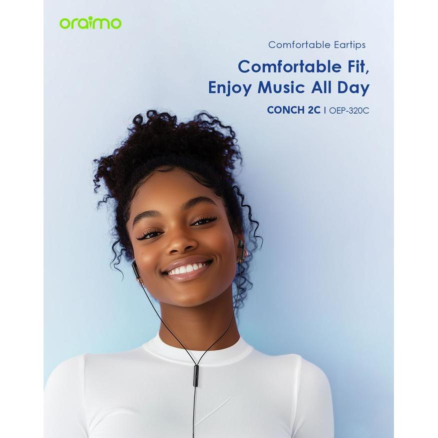 Oraimo Conch 2 Wired Earphones Oep-320C Semi In-Ear Headset Wired Button Control Headphones
