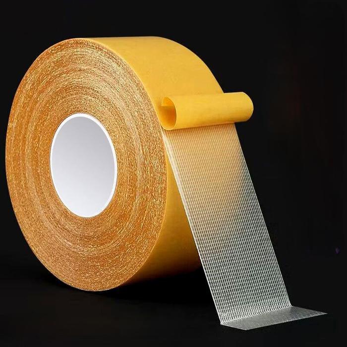 TERBARU Double Tape Kain Dua Sisi Lakban Kuning Perekat Kuat Isolasi Double Tip Dinding Serbaguna