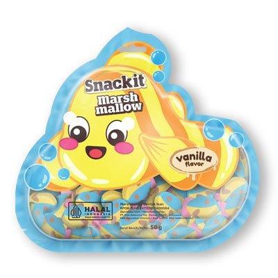 TERLARIS Kino Snackit Marshmallow 50gr Shaped Ikan Gaun Cupcake 1 pcs HALALBPOM Kenyal Topping