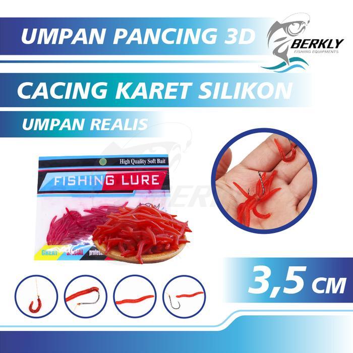 BERKLY- Umpan Cacing Buatan isi 50pcs 3.5cm Soft Bait WormCacing Ikan Laut Lure Pancing