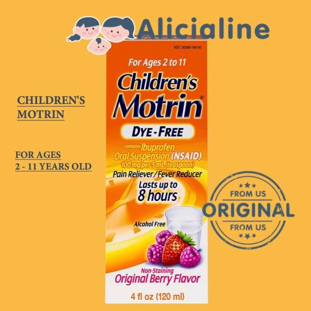 Ada Stok Children's Motrin DYE-FREE Ibuprofen Original Berry Flavor 120ml