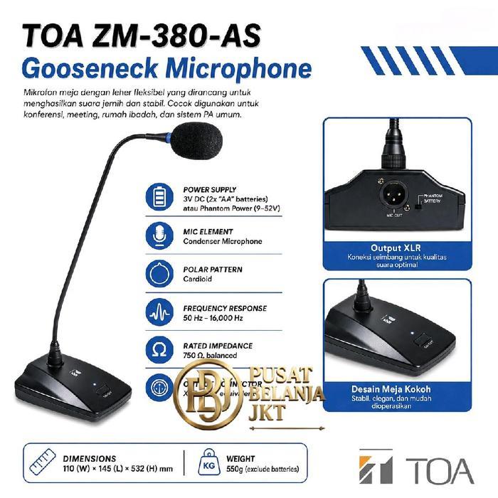 Mic Meja TOA ZM 380AS Mic Kabel Toa Meja Podium Conference Original