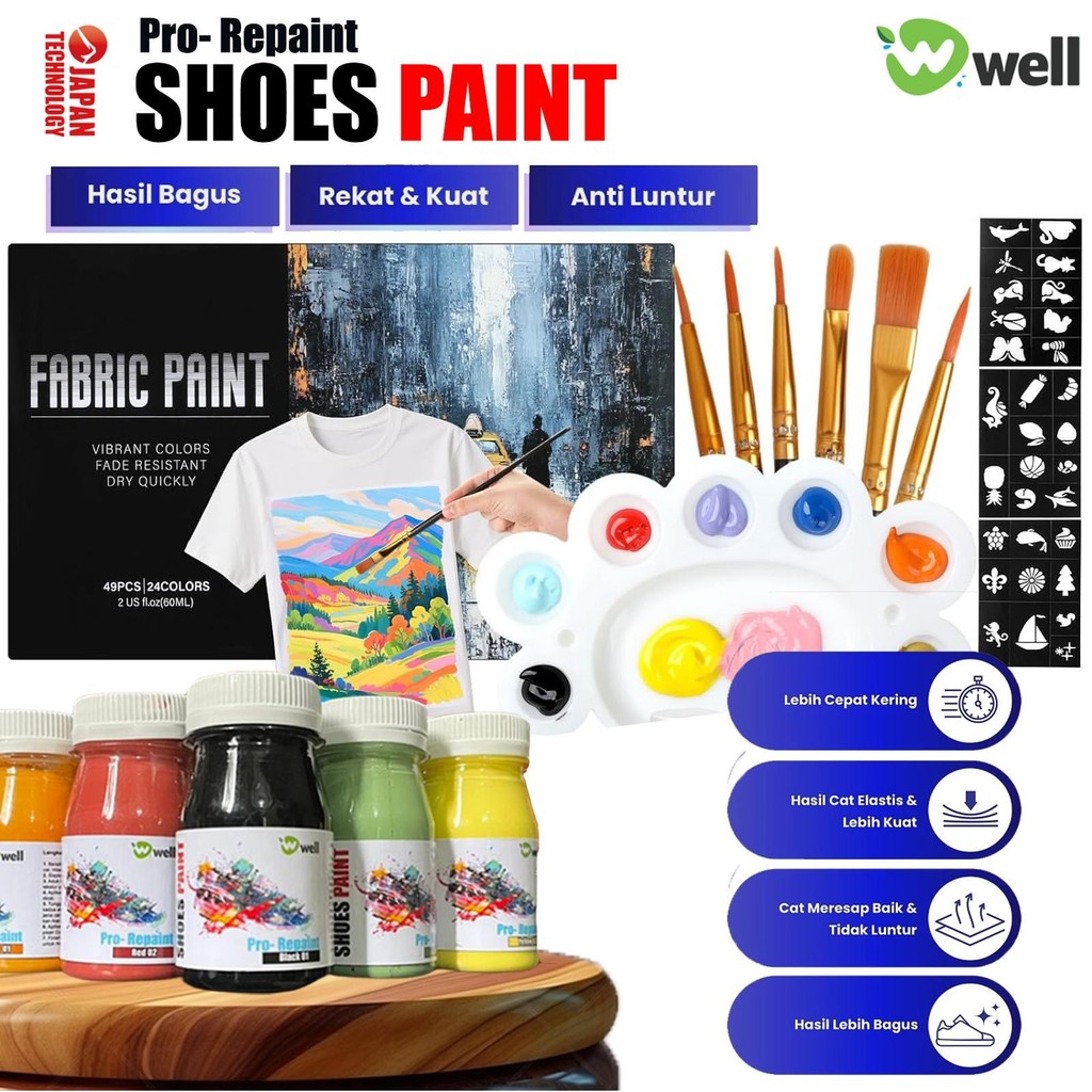 Cat Sepatu Anti Luntur Canvas Lukis Baju Kain Warna Warni