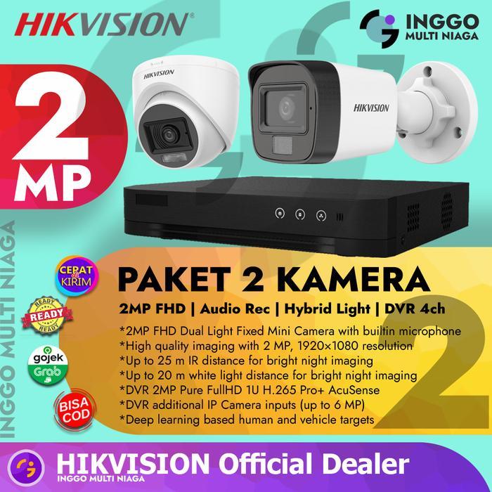 PAKET CCTV 2 KAMERA 2MP HIKVISION TWO AUDIO TANPA HDD REKAM SUARA 2 ARAH