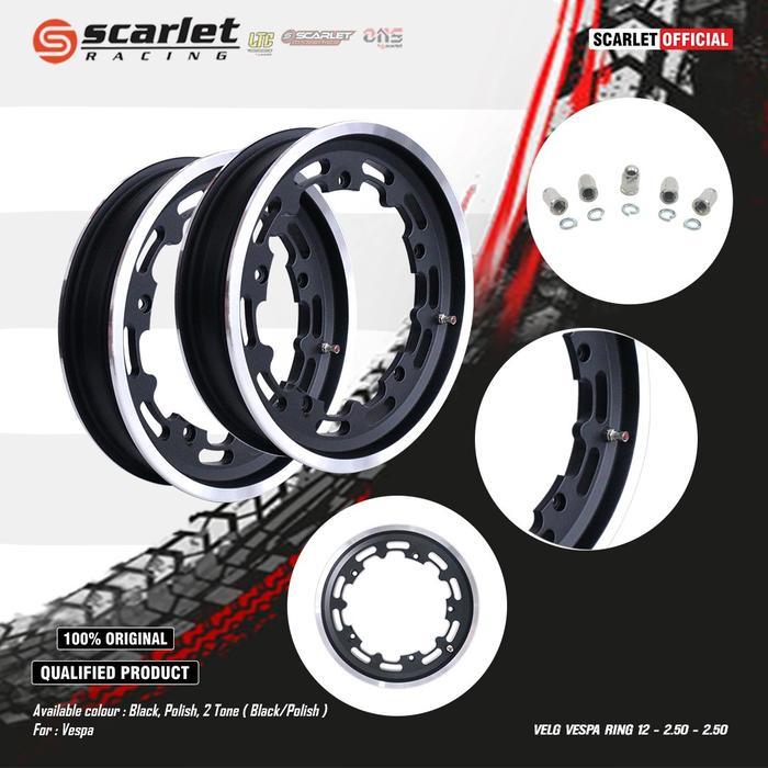 velg tubeless scarlet ring 12 vespa sprint px series excel black polis