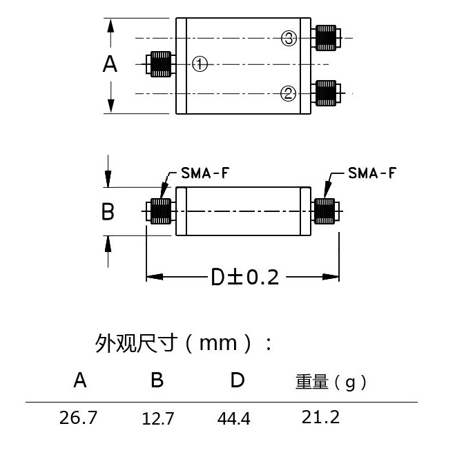 KSPW-01 51000MHz ultra-wideband 0 RF splitter/combiner, SMA interface, power 1W