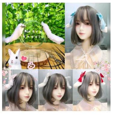 Hairclip Floppy bunny ear lace lolita harajuku cosplay animal white rabbit kelinci buffy kawaii