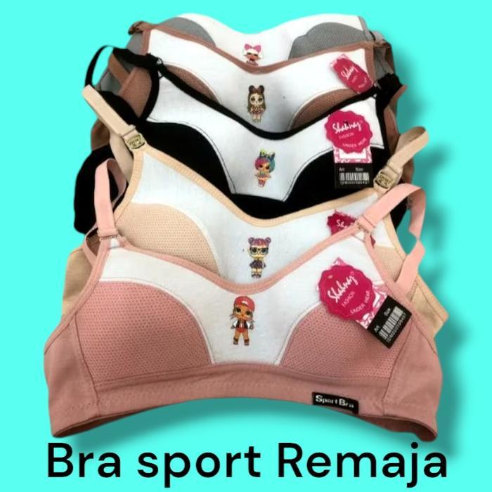 Premium 3 Pcs Sport Bra Remaja Motif Kartun Anak Sekolah Sd Smp Sma Size 32 34 36 38 Tanpa Kawat
