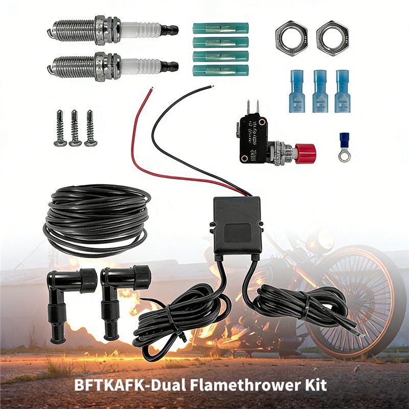 DUAL FLAMETHROWER CONTROLLER KIT EXHAUST FLAME SET FOR CAR TRUCK MOTORCYCLES, BFTKAFK-DUAL FLAME