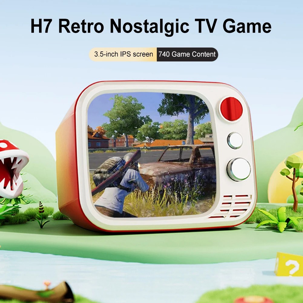 H7 Retro Nostalgic TV Game Console Video Game Player 3.5-Inch HD Screen Double Wireless Gamepad with
