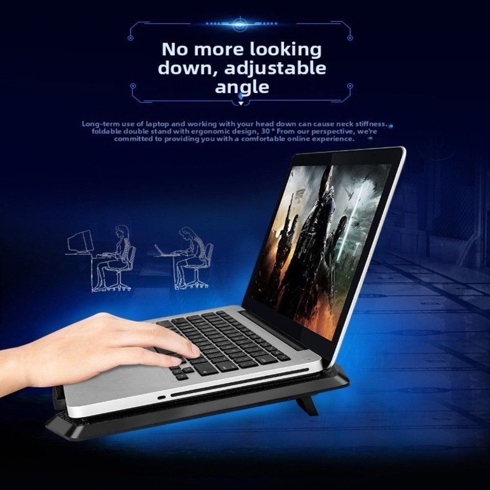 13 14 15.6 17 inch Laptop Cooling Pad LED Light USB Powered Notebook Cooling Fan Heat Dissipation