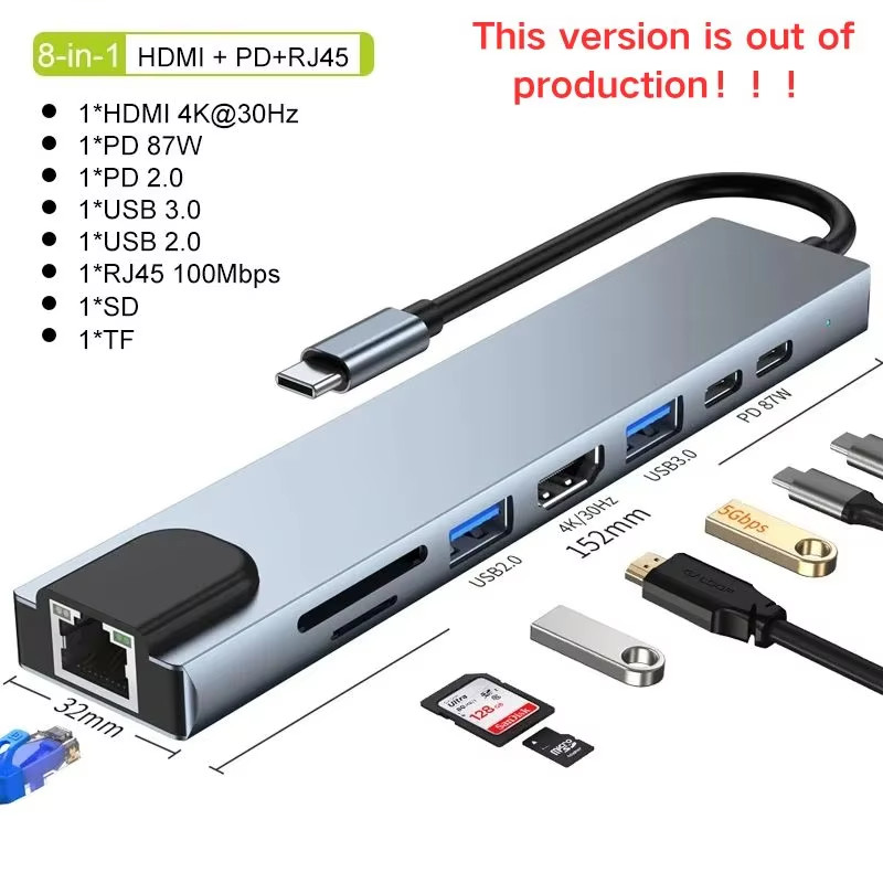 USB-C HUB Type-C Splitter Thunderbolt 3 Dock Laptop Adapter