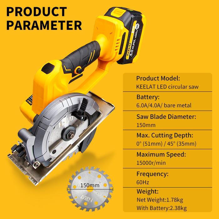 Bisa Instant Keelat Circular Saw Machine Brushless Cordless Circular Saw 5.5" Circular Saw Wood