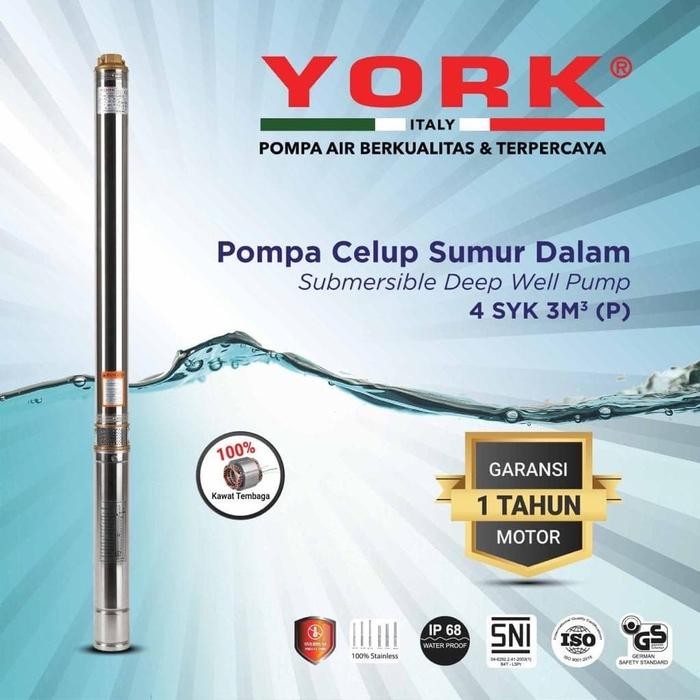 best produk] YORK 4SYK 3 - 10 P kabel pendek 3/4 HP pompa air submersible