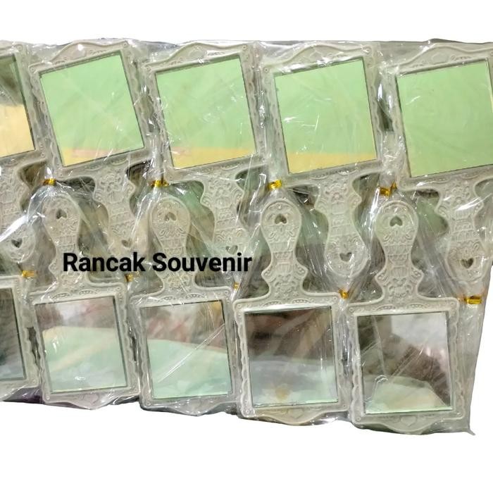 New Isi 50 Pcs Souvenir Kaca Cermin Kotak Putih Bonus Kartu Ucapan Terimakasih Souvenir Pernikahan