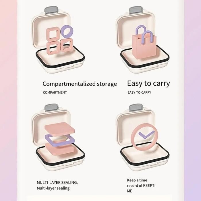 7 Sekat Kotak Penyimpanan Obat2An Box Obat Travel Kotak Obat Bersekat Pill Box Mini Anti Lembab Obat