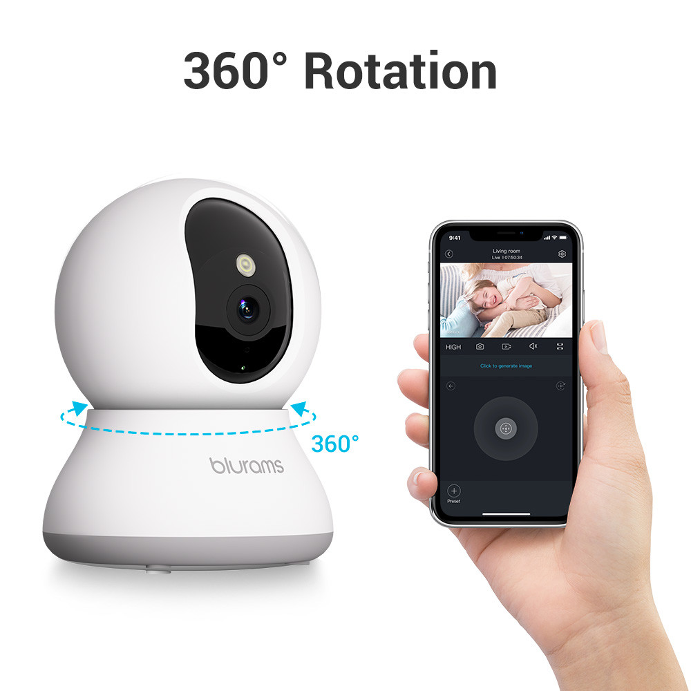 blurams Pet Camera 2K, 360 Indoor Security Camera, Dog Camera with Phone App, PTZ Cameras for Home