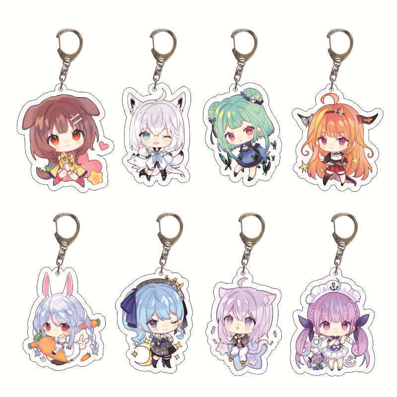 22Pcs Hololive EN Vtuber Youtuber Acrylic Keychain Shark Gawr Gura Mori Watson Figure Key Chain Cute
