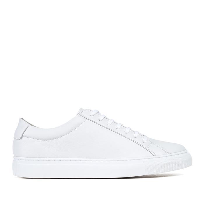 Prabu - Sepatu Kulit Sneakers Pria Cipta Pure White -Putih Casual Shoes Putih
