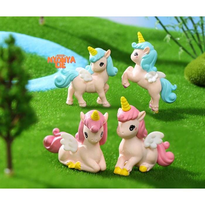 CCA01 Cake Topper Unicorn 3D Karakter Figure Dekorasi Kue Ultah Anak Nyonya Lie