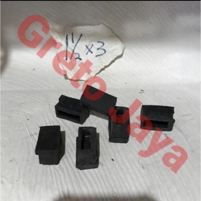 ( 1.5x3 cm ) Kaki Karet Kotak Besi Tutup Holo Aluminium Kursi Meja Alas Rak Holow Hollow Pipa Plat