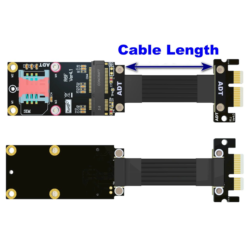 ADT-LINK PCIE 4.0 X1 TO M.2 NVME/M.2 WIFI/MINI-PCIE RISER CABLE GRAPHICS CARD EXTENSION ADAPTER