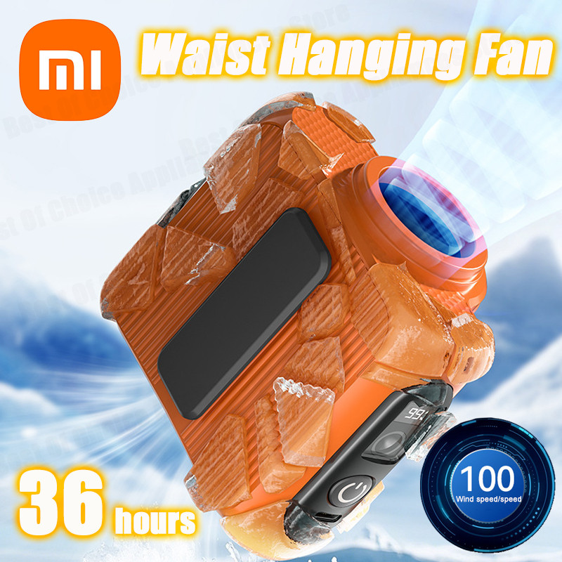 Xiaomi 2025 New Waist Hanging Fan 5000Mah Usb Rechargeable Portable Cooling Belt Fan Waist Clip Fan