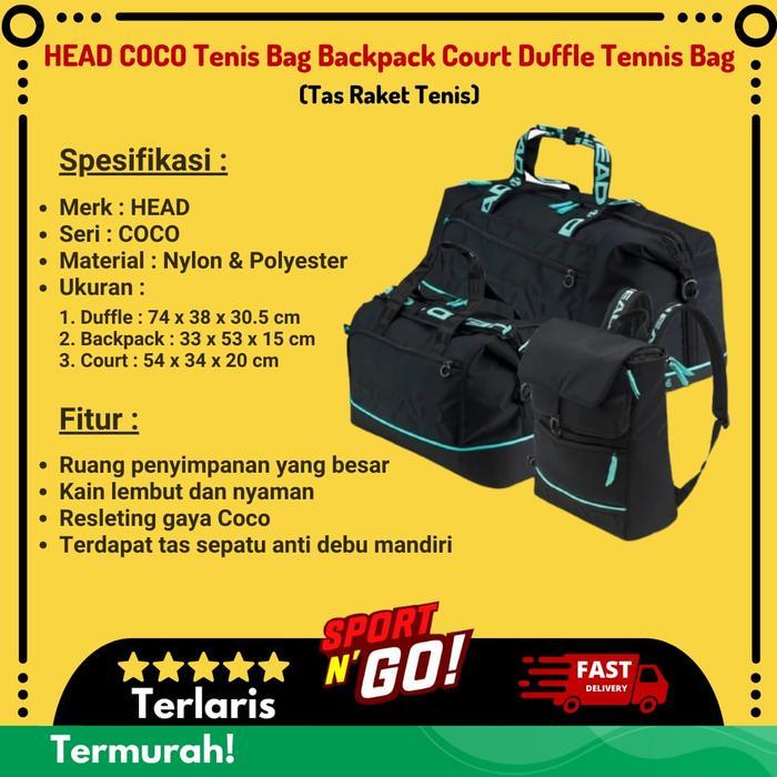 HEAD COCO Tenis Bag Backpack Court Duffle Tennis Bag - Tas Raket Tenis