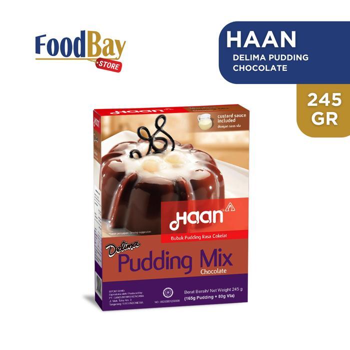 HAAN Delima Pudding Chocolate 145 Gr - Pudding Instant Coklat Jelly Puding dengan Saus VLA 80 Gr -