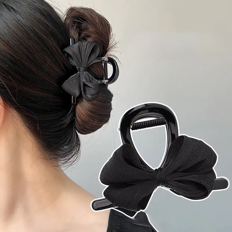 Ribbon Bow Hair Claw Hairpin HeaddressFashion Korea Sweet Barrettes Hair Clips Crab Women Headwear